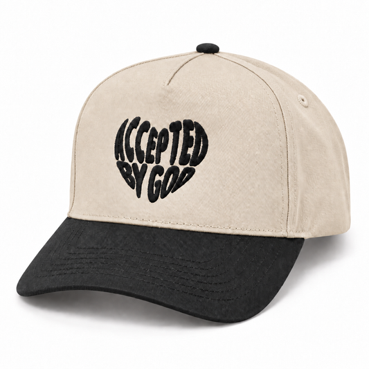 Accepted By God Cream & Black Embroidered Hat