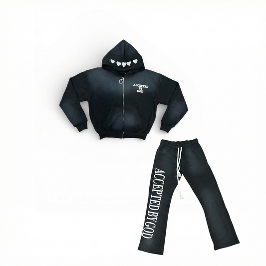 Accepted By God Rhinestone Hoodie & Joggers Set